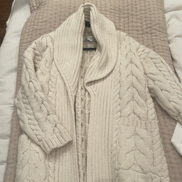 ZARA WOMAN CABLE-KNIT LONG COAT LIMITED EDITION ECRU SZ Small 3653/103 - Picture 3 of 4